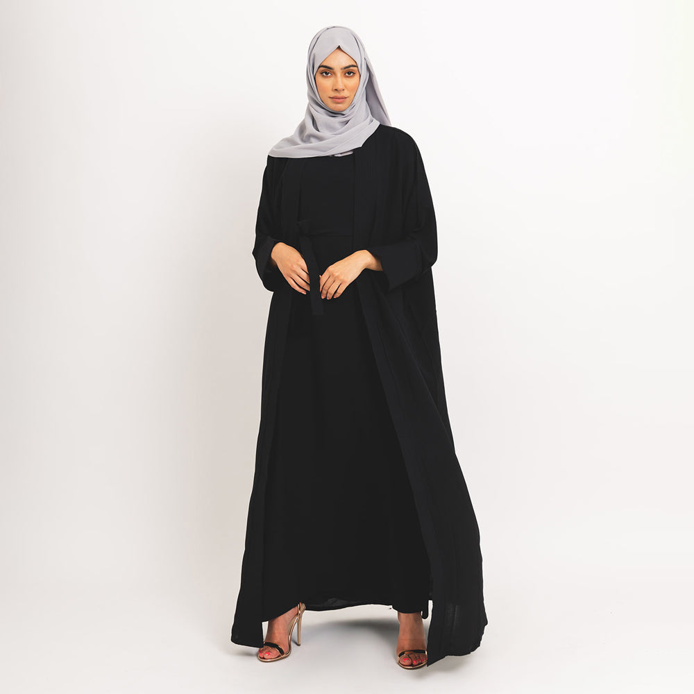 Kimono formale nero in due pezzi con abito sottoveste