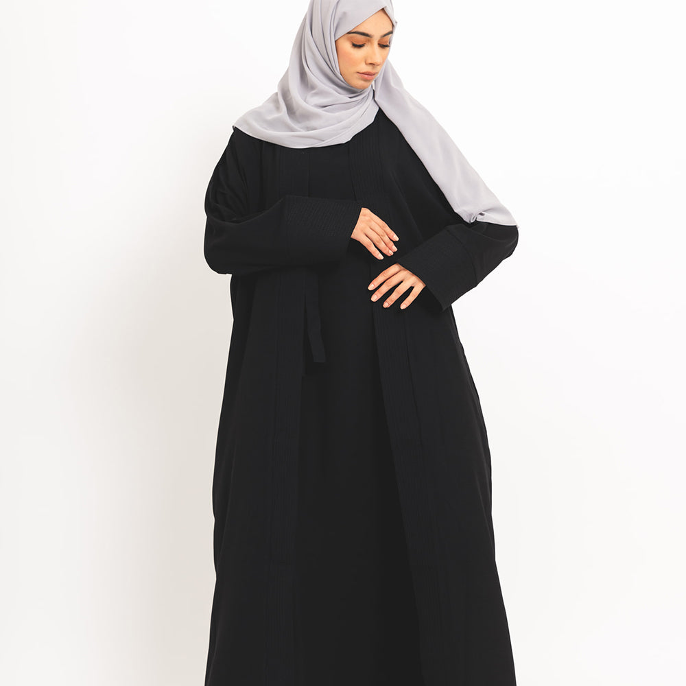 Kimono formale nero in due pezzi con abito sottoveste