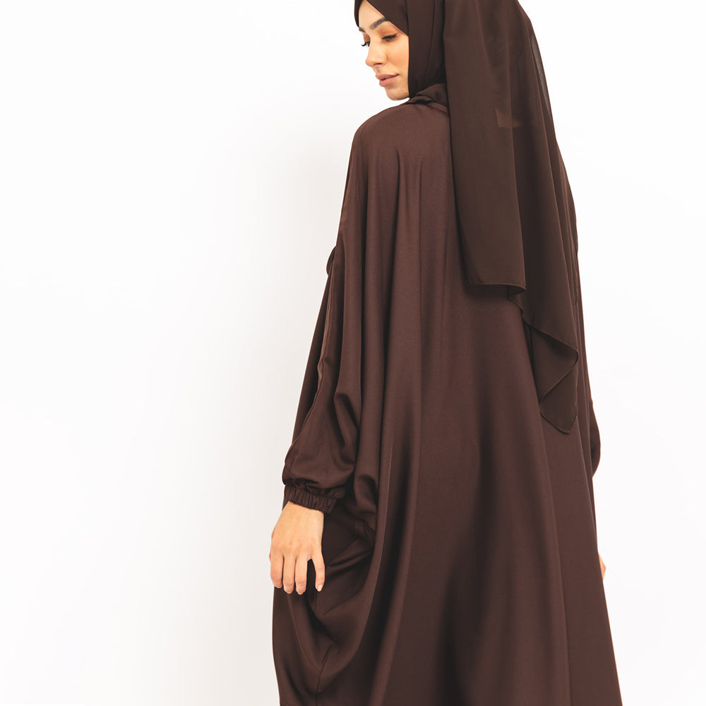 Abaya a farfalla marrone, colore caffè