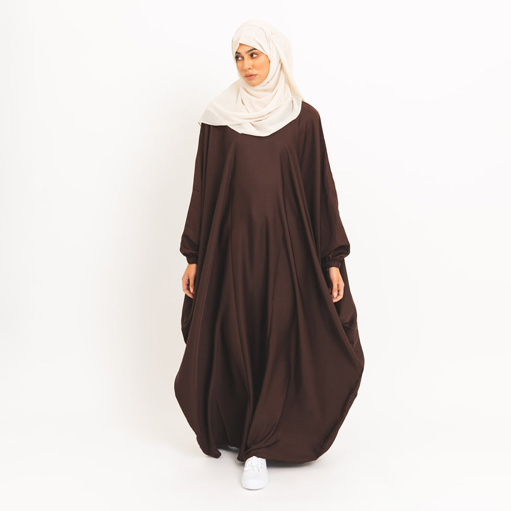 Abaya a farfalla marrone, colore caffè