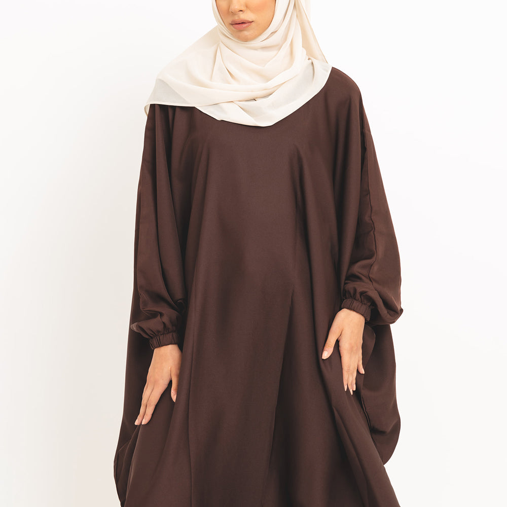 Abaya a farfalla marrone, colore caffè