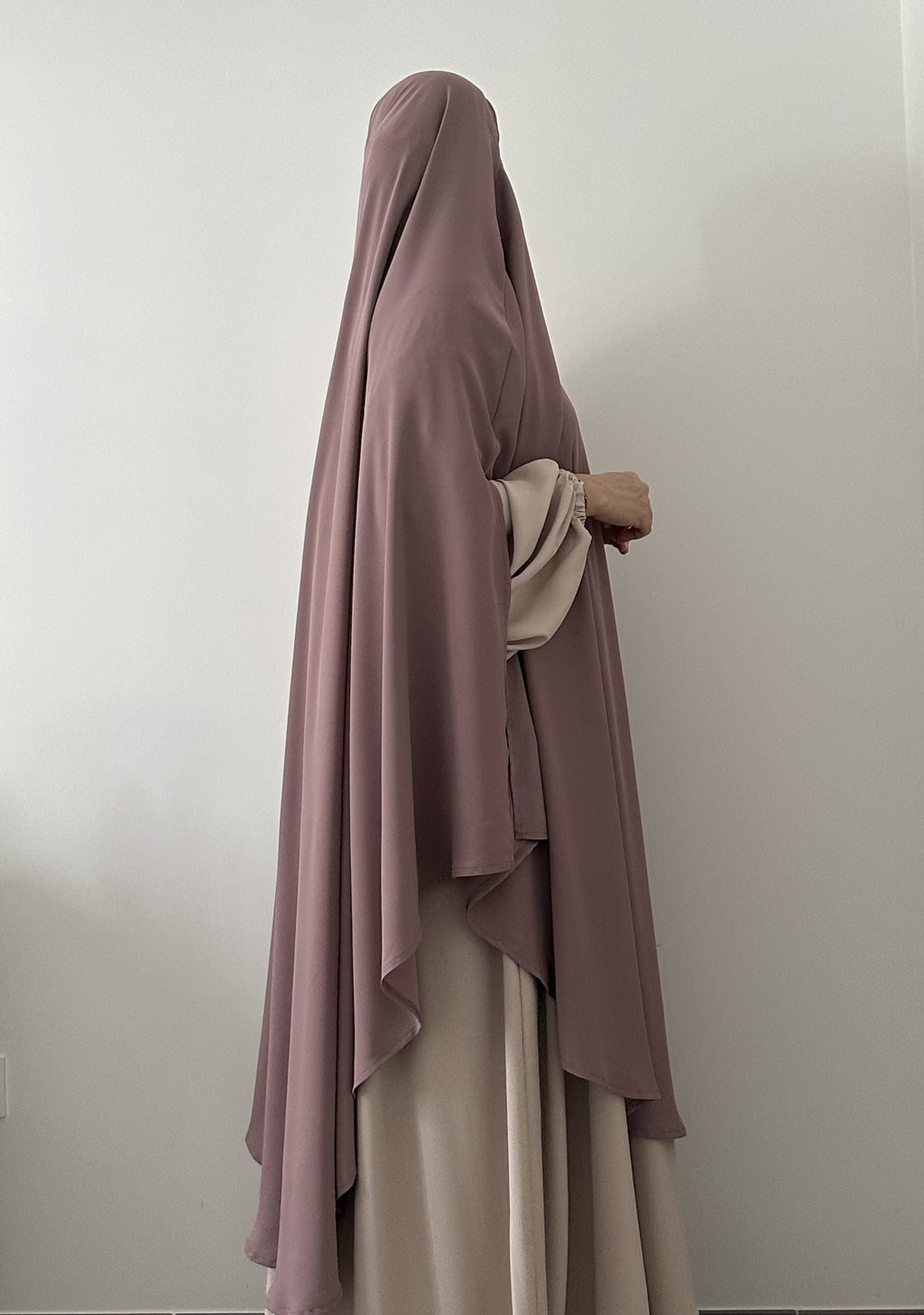 Maxi Khimar con spacchi, seta di Medina