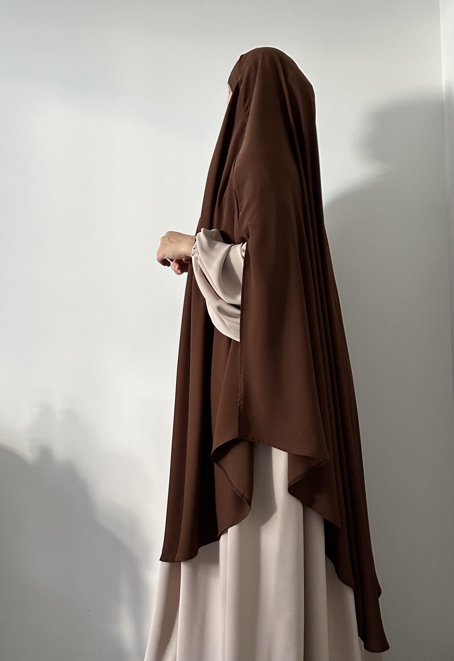 Maxi Khimar con spacchi, seta di Medina