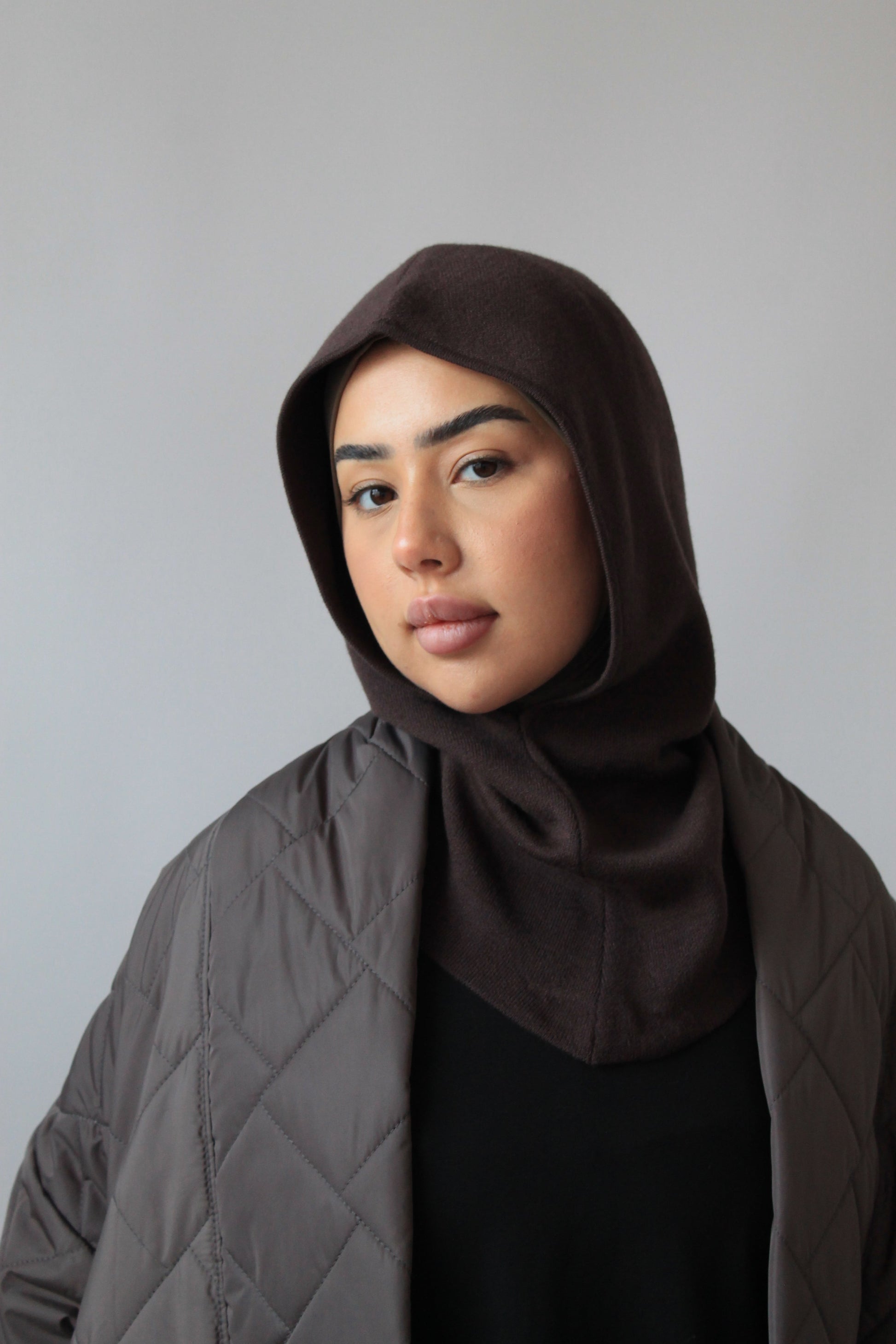 Passamontagna a maglia fine marrone